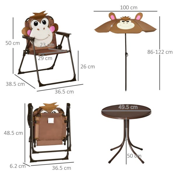 Kids Foldable Four-Piece Garden Set Table, Chairs, Umbrella - Image 3