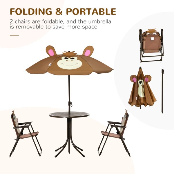 Kids Foldable Four-Piece Garden Set Table, Chairs, Umbrella - Image 4