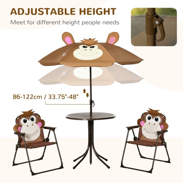 Kids Foldable Four-Piece Garden Set Table, Chairs, Umbrella - Image 5