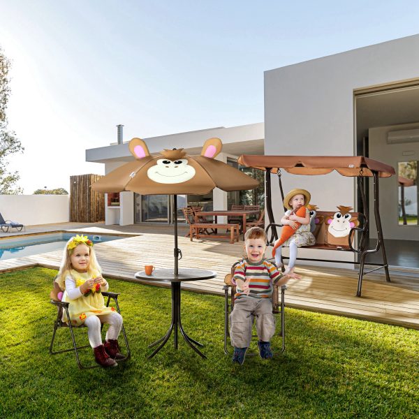 Kids Foldable Four-Piece Garden Set Table, Chairs, Umbrella - Image 7