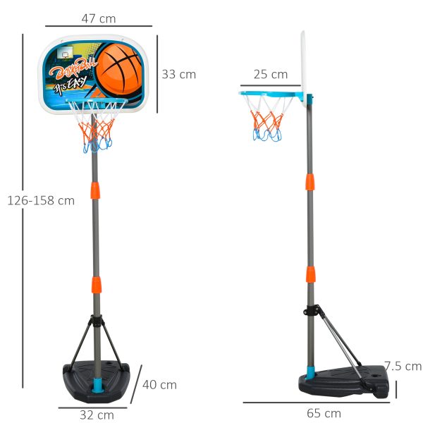 3 Pcs Kids Basketball Set Hoop Ball Pump Height Fillable Base 3-8 Yrs - Image 3