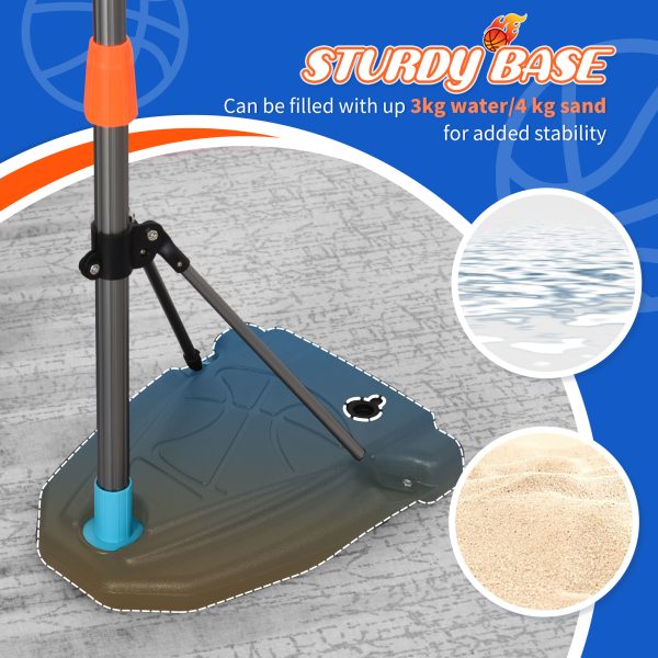 3 Pcs Kids Basketball Set Hoop Ball Pump Height Fillable Base 3-8 Yrs - Image 5