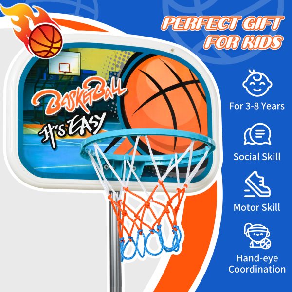 3 Pcs Kids Basketball Set Hoop Ball Pump Height Fillable Base 3-8 Yrs - Image 6