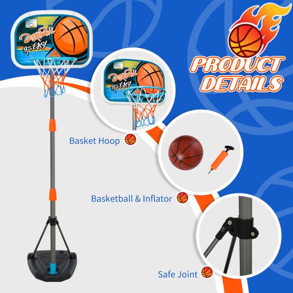 3 Pcs Kids Basketball Set Hoop Ball Pump Height Fillable Base 3-8 Yrs - Image 7