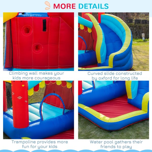 Kids Bouncy Castle with Slide Pool Trampoline Climbing Wall w/ Blower - Image 7