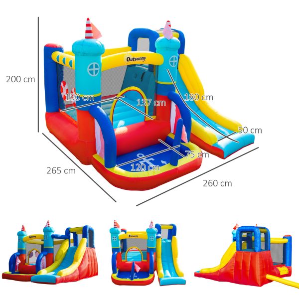 Kids Bouncy Castle with Slide Pool Trampoline Climbing Wall w/ Blower - Image 3