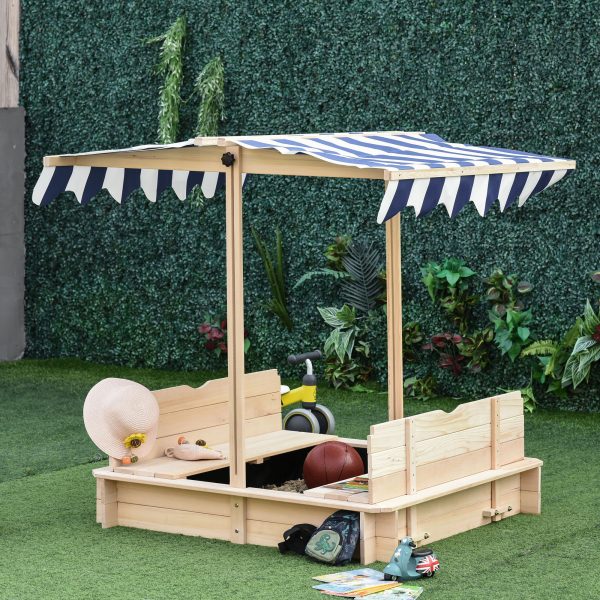 Kids Square Wooden Sandpit Children Cabana Sandbox Outdoor Playset - Image 2