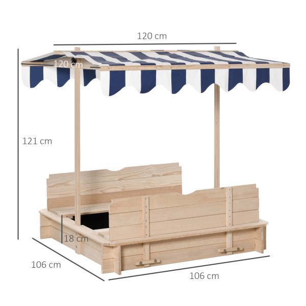 Kids Square Wooden Sandpit Children Cabana Sandbox Outdoor Playset - Image 3