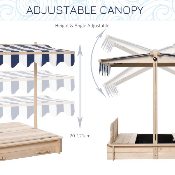 Kids Square Wooden Sandpit Children Cabana Sandbox Outdoor Playset - Image 4