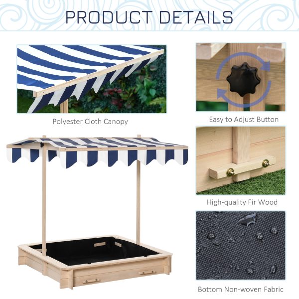 Kids Square Wooden Sandpit Children Cabana Sandbox Outdoor Playset - Image 7