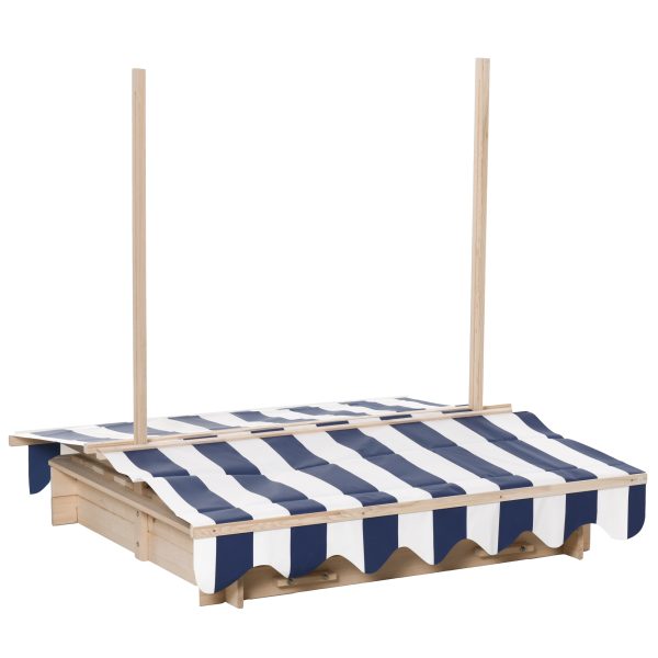 Kids Square Wooden Sandpit Children Cabana Sandbox Outdoor Playset - Image 8