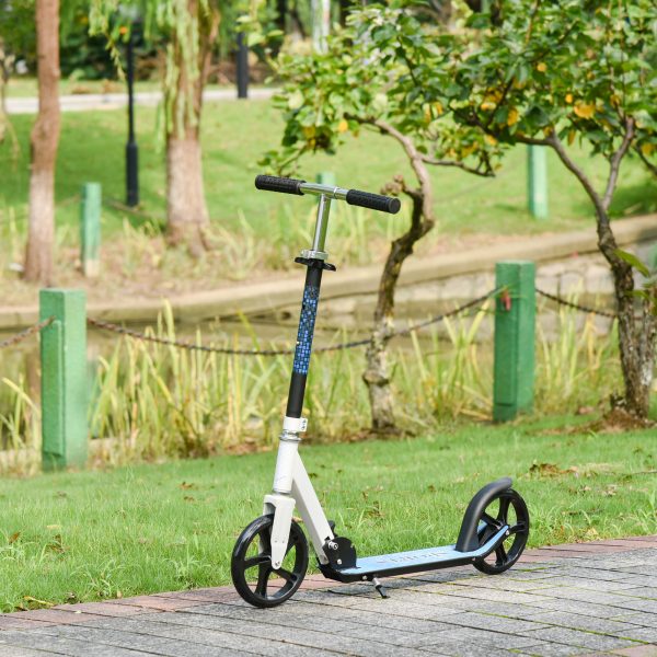 HOMCOM Kick Scooter Commuter Adjustable Height Wheels Foldable Aluminium White - Image 2