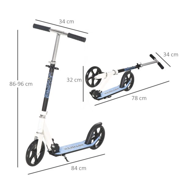 HOMCOM Kick Scooter Commuter Adjustable Height Wheels Foldable Aluminium White - Image 3