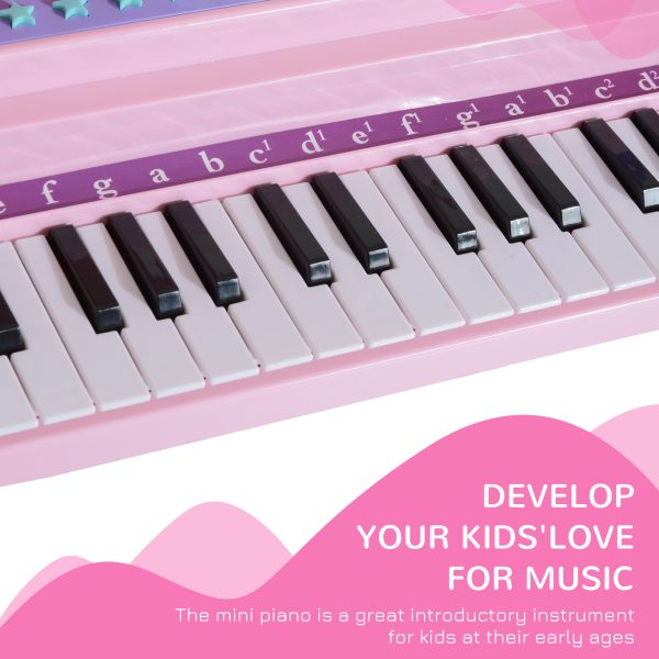37 Key Musical Mini Piano Electrionic Keyboard Microphone Stool Pink - Image 6