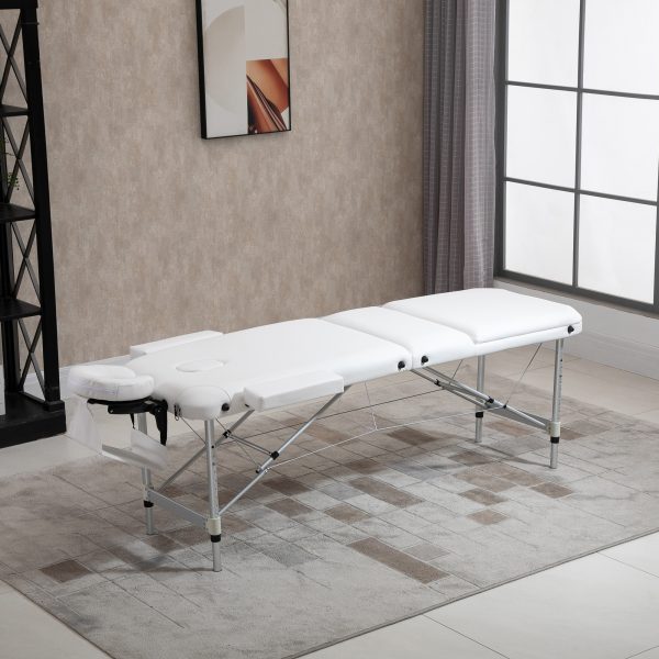 HOMCOM Folding PVC Leather Massage Table Aluminium Frame w/Headrest - Image 2