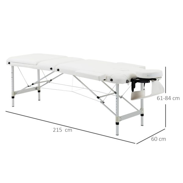 HOMCOM Folding PVC Leather Massage Table Aluminium Frame w/Headrest - Image 3