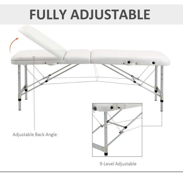 HOMCOM Folding PVC Leather Massage Table Aluminium Frame w/Headrest - Image 5