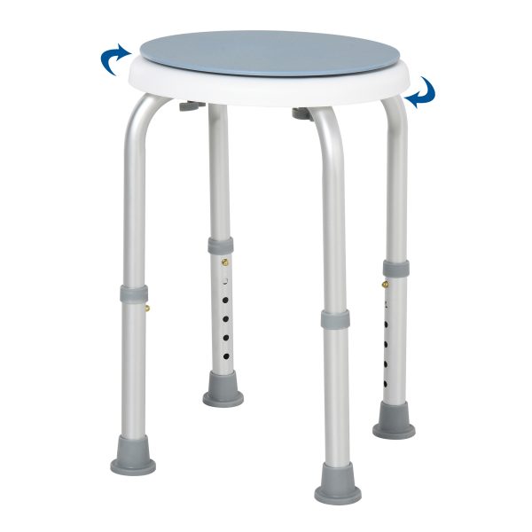 360 Degree Swivel Seat Bath Shower Stool Adjustable Height Aluminium HOMCOM