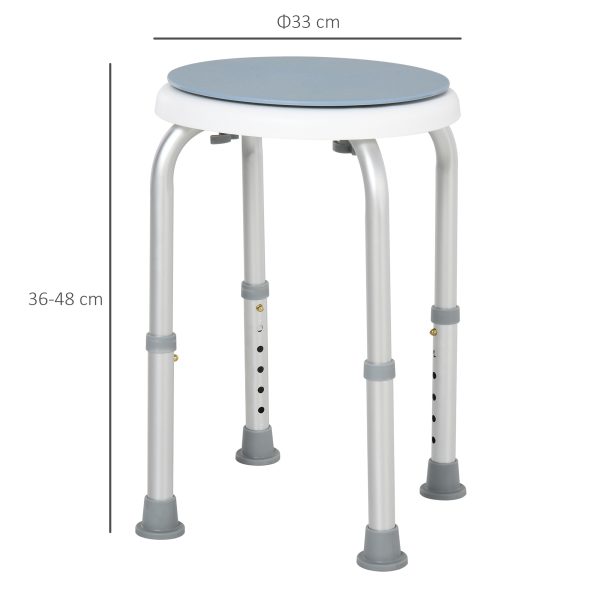 360 Degree Swivel Seat Bath Shower Stool Adjustable Height Aluminium HOMCOM - Image 3