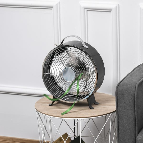 26cm 2-Speed Electric Fan  Safe Guard Anti-Slip Feet Home Office Black HOMCOM - Image 2