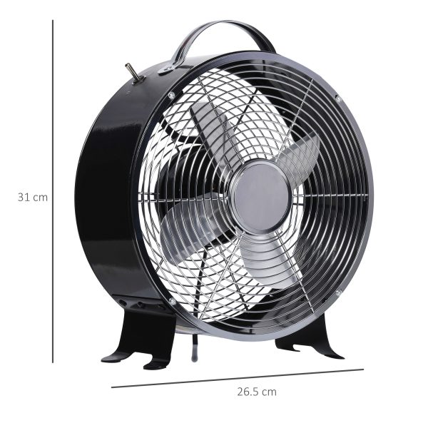 26cm 2-Speed Electric Fan  Safe Guard Anti-Slip Feet Home Office Black HOMCOM - Image 3