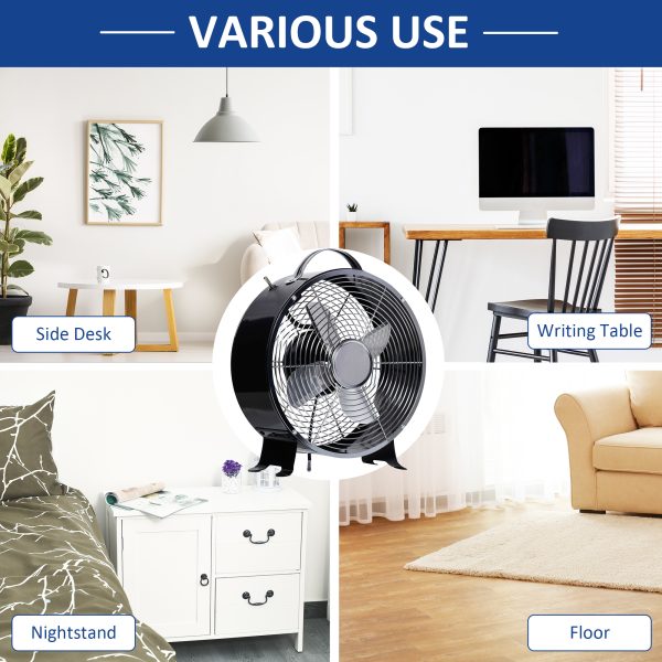 26cm 2-Speed Electric Fan  Safe Guard Anti-Slip Feet Home Office Black HOMCOM - Image 5