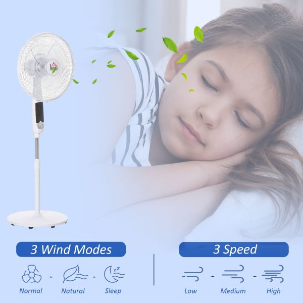 HOMCOM 54 Inch Pedestal Fan Height Adjustable 7.5h 85 Oscillation LED Panel - Image 5