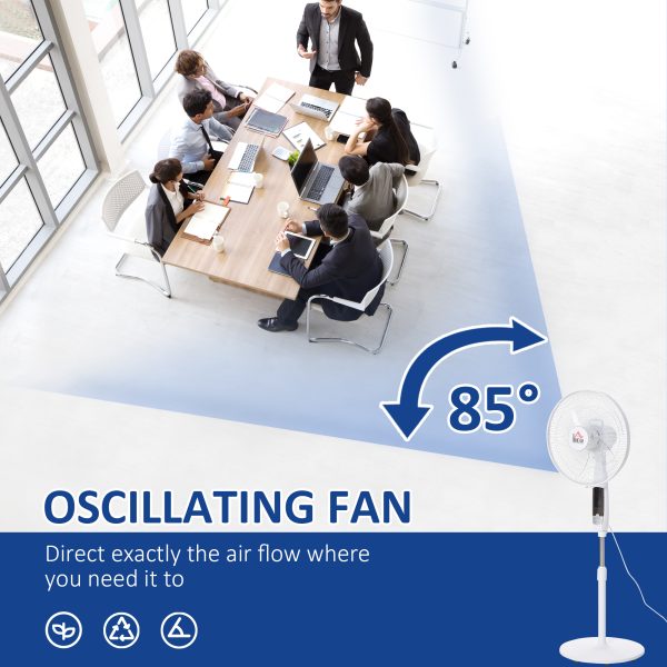 HOMCOM 54 Inch Pedestal Fan Height Adjustable 7.5h 85 Oscillation LED Panel - Image 6