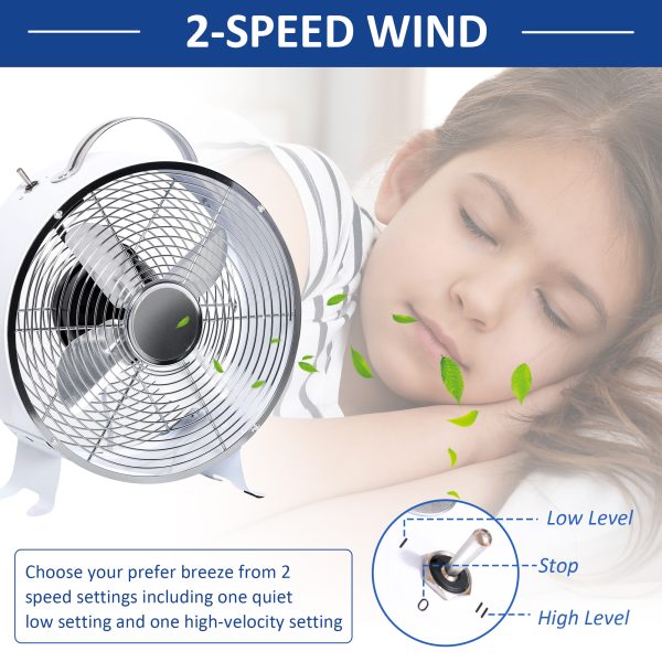 HOMCOM 26cm 2-Speed Electric Fan  Safe Guard Anti-Slip Feet Home Office White - Image 4