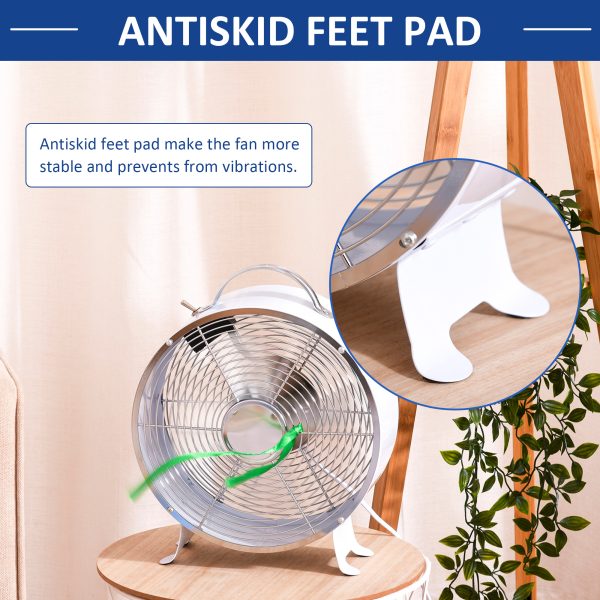 HOMCOM 26cm 2-Speed Electric Fan  Safe Guard Anti-Slip Feet Home Office White - Image 6