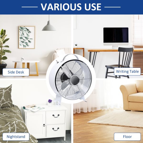 HOMCOM 26cm 2-Speed Electric Fan  Safe Guard Anti-Slip Feet Home Office White - Image 8