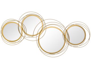 HOMCOM Metal Wall Art Decorative Mirror Decor Modern Wall Sculpture, Gold