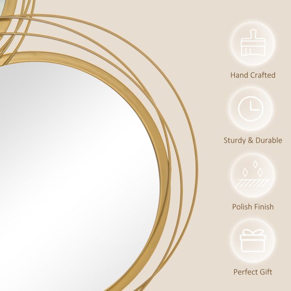 HOMCOM Metal Wall Art Decorative Mirror Decor Modern Wall Sculpture, Gold - Image 6