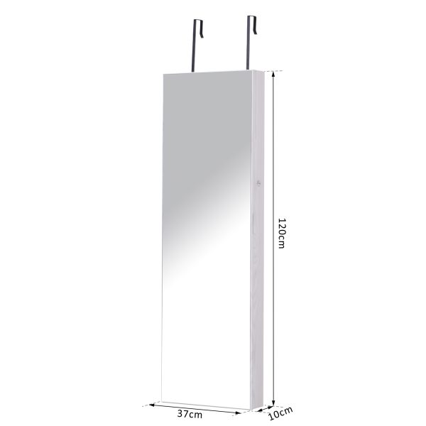 Hanging Mirrored Jewel Storage Cabinet Organiser Lockable w/6 LED White - Image 3