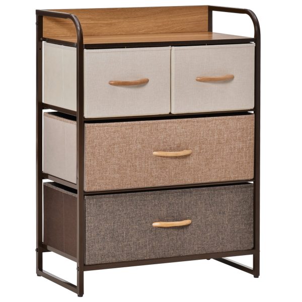 HOMCOM Closet Dresser, Dresser Tower  4 Easy Pull Fabric Drawer Steel Frame