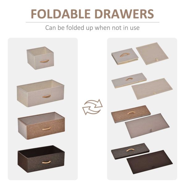 HOMCOM Closet Dresser, Dresser Tower With 5 Linen Fabric Drawers Steel Frame - Image 4
