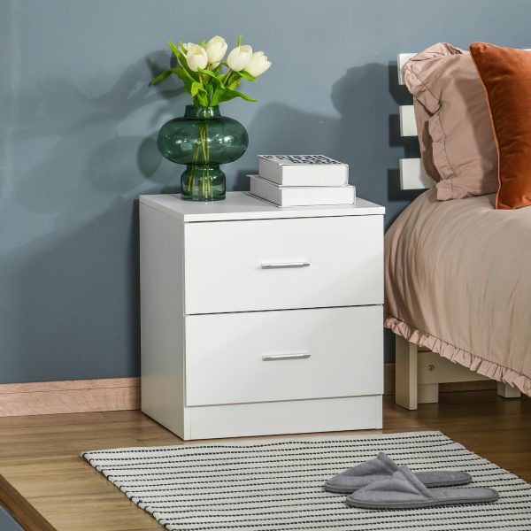 Bedside Table w/ 2 Drawers, Nightstand, Side Storage Cabinet Unit - Image 2