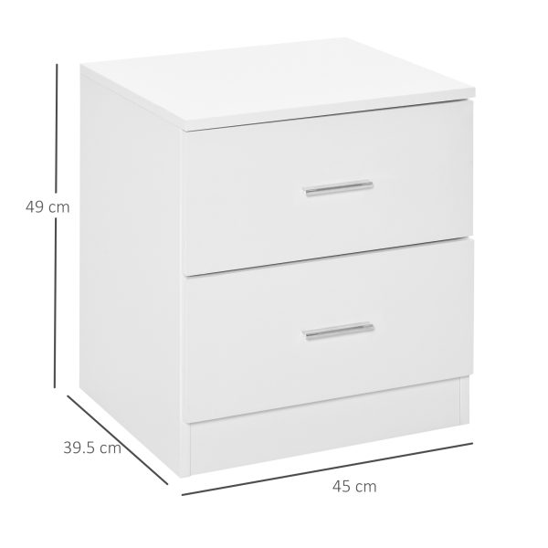 Bedside Table w/ 2 Drawers, Nightstand, Side Storage Cabinet Unit - Image 3