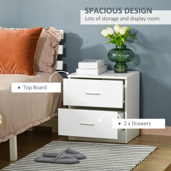 Bedside Table w/ 2 Drawers, Nightstand, Side Storage Cabinet Unit - Image 5