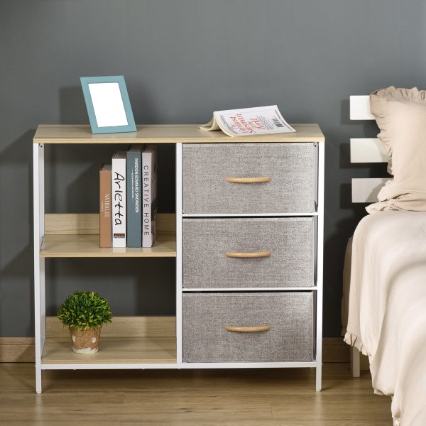 Chest Dresser with 3 Drawers Storage Cabinet Organizer, Beige - Image 2