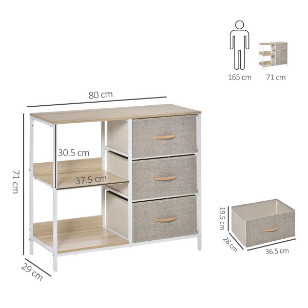 Chest Dresser with 3 Drawers Storage Cabinet Organizer, Beige - Image 3