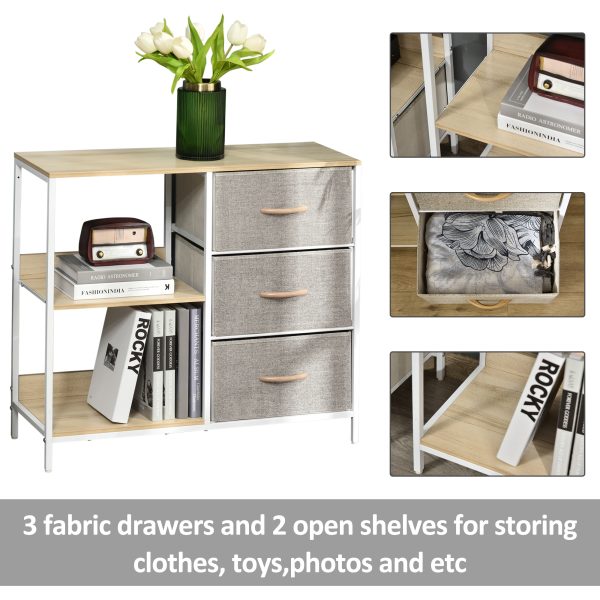 Chest Dresser with 3 Drawers Storage Cabinet Organizer, Beige - Image 4