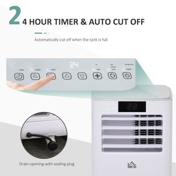 8000BTU Portable Air Conditioner 4 Modes LED Display Timer Home Office HOMCOM - Image 6