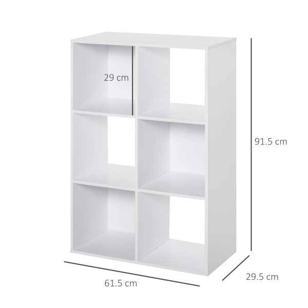 Storage Cabinet Bookcase 6 Cube Organiser Shelves White - Image 3