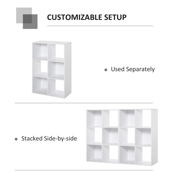 Storage Cabinet Bookcase 6 Cube Organiser Shelves White - Image 5