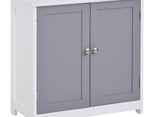 kleankin 60x60cm Under-Sink Storage Cabinet w/ Adjustable Shelf Grey White
