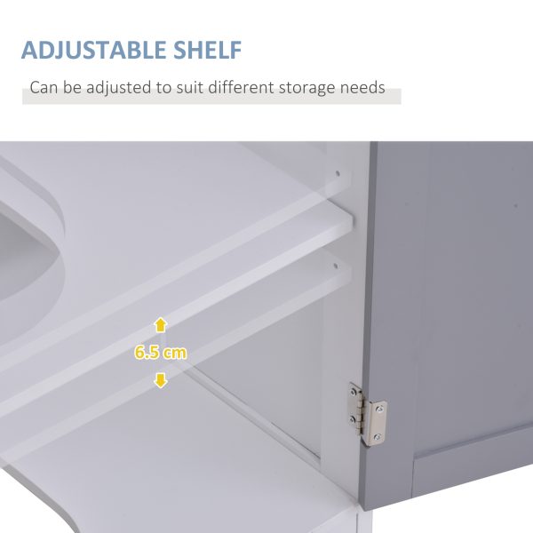 kleankin 60x60cm Under-Sink Storage Cabinet w/ Adjustable Shelf Grey White - Image 6