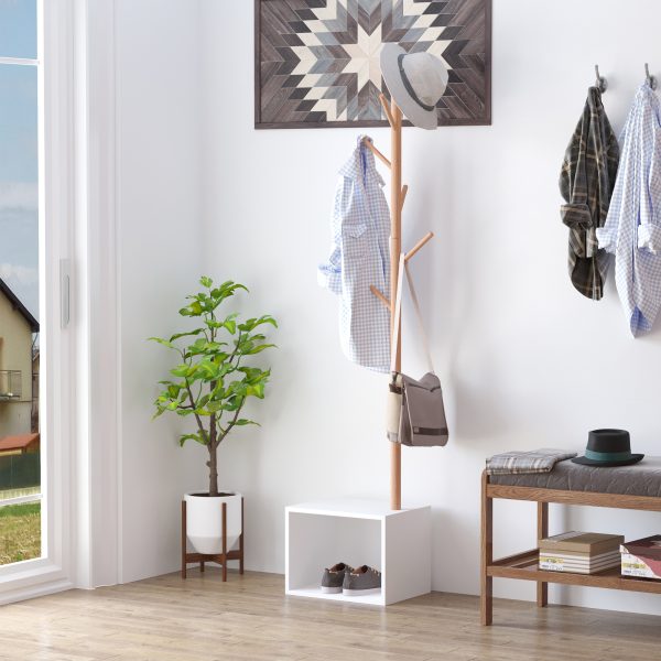 Coat Rack Storage Bench Hallway Tree Hat Hanger Entryway Bedroom Stand - Image 2