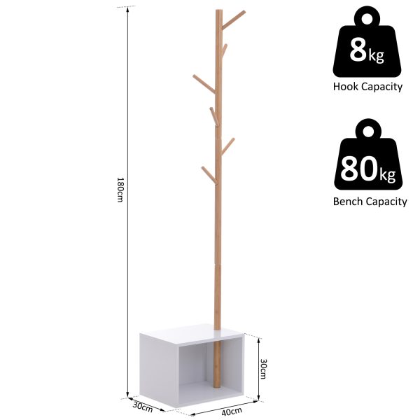 Coat Rack Storage Bench Hallway Tree Hat Hanger Entryway Bedroom Stand - Image 3