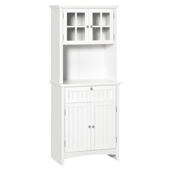 Kitchen Storage Cupboard w/ Microwave Drawer for Dining Room, White